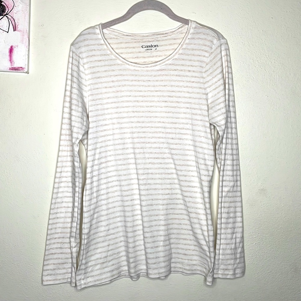 Caslon LS soft striped tee, size XL scoop neck